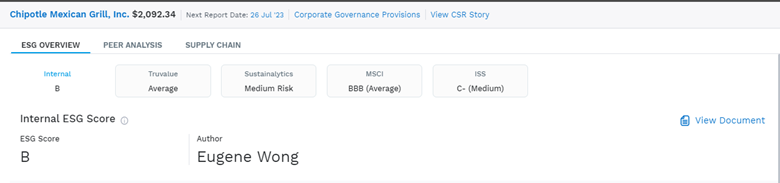 Internal ESG scores